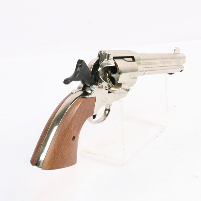 Blank Firing .45 Peacemaker Nickle Revolver model by Bruni