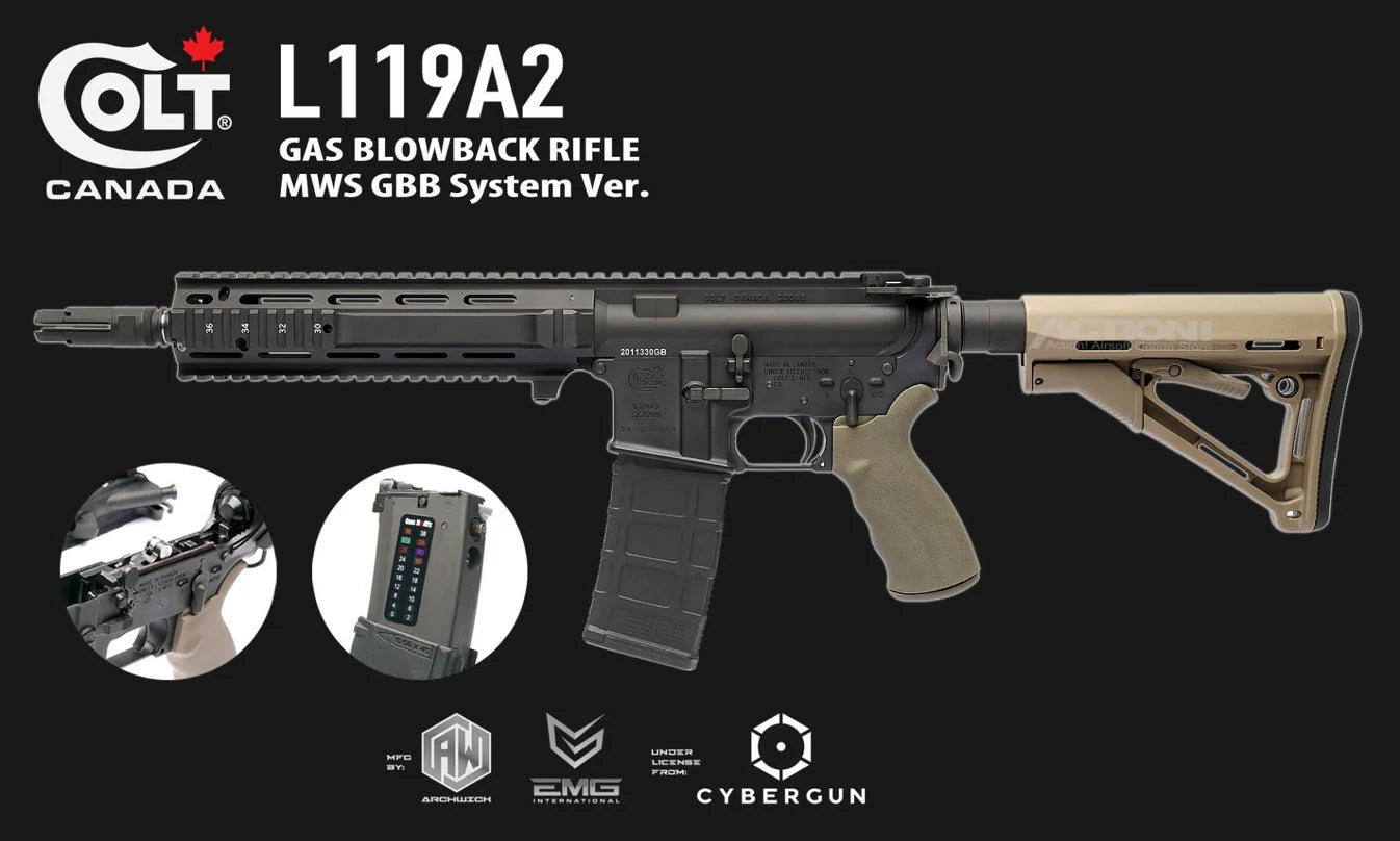 Colt L119A2 SFIW Gas Blowback Rifle (TM MWS Internals/Archwick - Black)